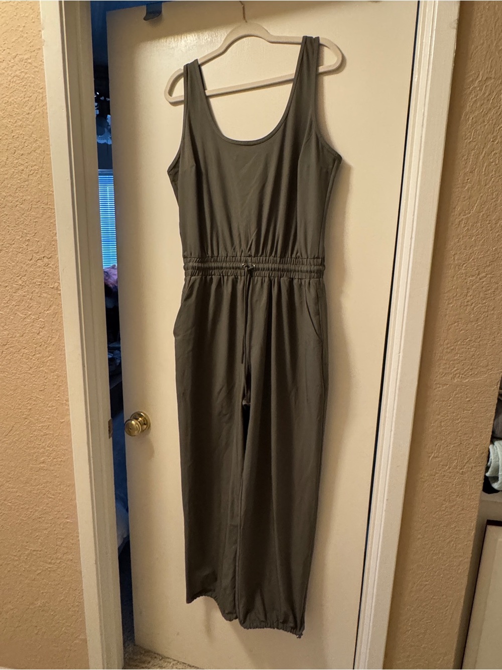 Abercrombie & Fitch Olive Tank Jumpsuit with Drawstring Waist